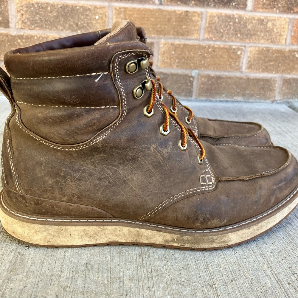 L.L. Bean Brown Leather Boots with Moc-Toe and Padded Collar